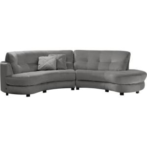 Canapé velours gris clair 5 places, côté accoudoir gauche