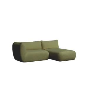 Canapé vert avec chaise longue à droite 230 x 148 cm