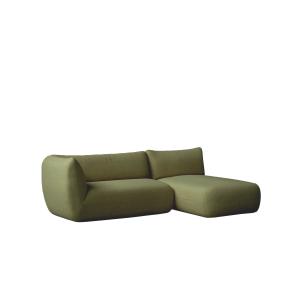 Canapé vert avec chaise longue à droite 250 x 148 cm