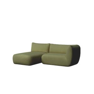 Canapé vert avec chaise longue à gauche 230 x 148 cm