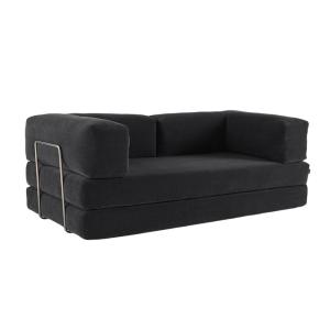 Canapé vintage convertible 3 places velours côtelé anthraci…