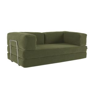 Canapé vintage convertible 3 places velours côtelé kaki et…