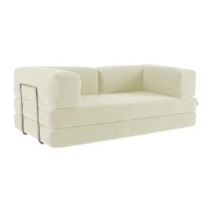 Canapé vintage convertible 3 places velours côtelé lin et a…