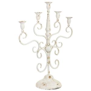 Candélabre en métal pour 5 bougies, finition vieillie, 42x1…