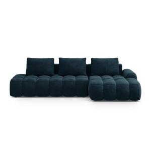 Canpé d'angle droit 3 places avec coffre en velours pétrole…