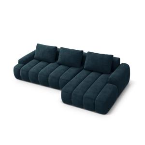 Canpé-lit d'angle droit avec coffre 3 places velours pétrol…