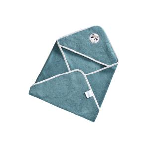 Cape de bain bébé bleu 70x70 en coton