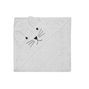 Cape de bain chat en coton gris
