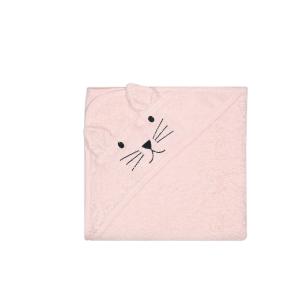 Cape de bain chat en coton rose