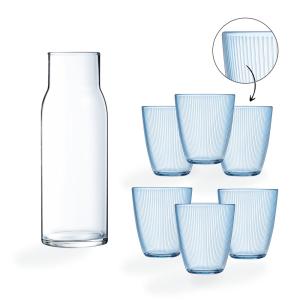 Carafe 1L et 6 verres bleus 31cl