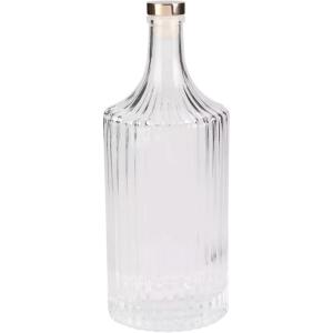 Carafe à eau en verre strié et bouchon doré 1L