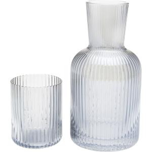 Carafe en verre gris strié
