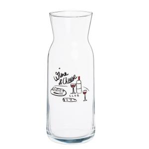 Carafe en verre transparent motif blanc, noir et rouge 0,7L