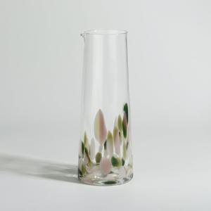 Carafe en verre transparent motif rose, vert et beige 1,5L