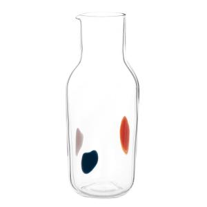 Carafe en verre transparent motifs pois multicolores 1,1L