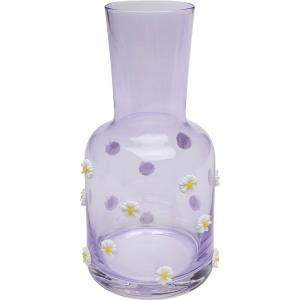 Carafe en verre violet marguerites