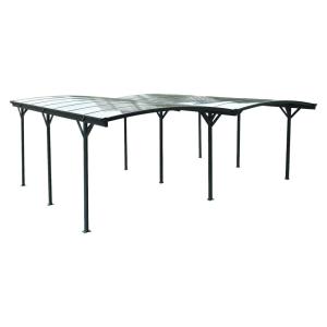 Carport avec extension 30m² aluminium anthracite et polycar…