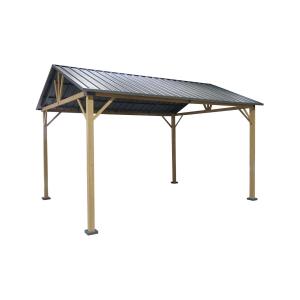 Carport en aluminium et acier anthracite, 12 m²