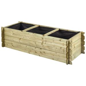 Carré potager 214 litres en bois beige 140 x 60 x 36 cm