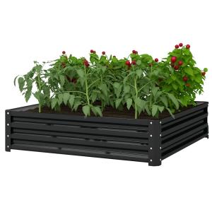 Carré potager de jardin 120x120x30 cm acier galvanisé gris