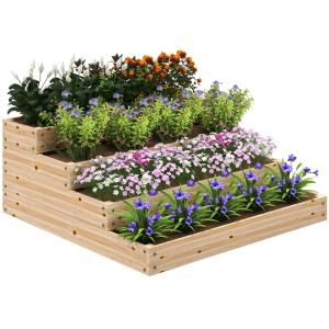 Carré potager de jardin surélevé 4 étages en bois massif bo…