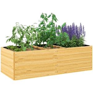 Carré potager extérieur 3 compartiments bois naturel