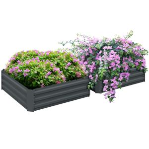 Carré potager jardin 100x100x30cm acier gris foncé