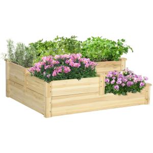 Carré potager jardinière escalier en bois couleur naturel