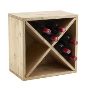 Casier à bouteilles en épicéa ciré miel