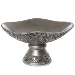 Centre de table en résine argentée et vieillie 17 cm