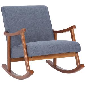 Chaise à bascule avec accoudoirs et assise en tissu Bleu