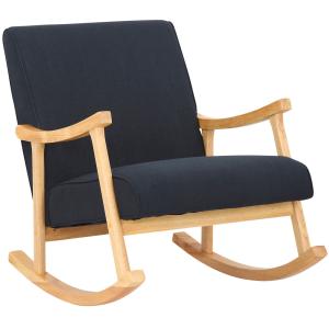 Chaise à bascule avec accoudoirs et assise en tissu Noir