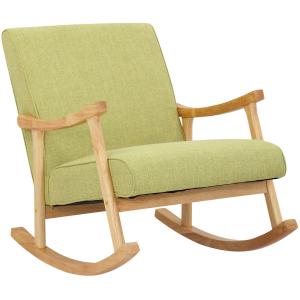 Chaise à bascule avec accoudoirs et assise en tissu Vert cl…