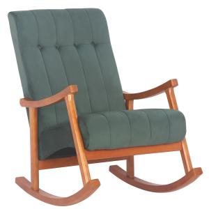 Chaise à bascule avec accoudoirs et assise en velours Noyer…