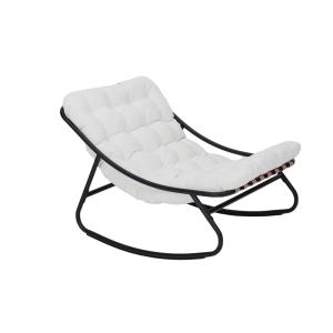 Chaise à bascule d'extérieur en acier et polyester, blanc e…