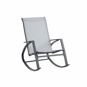 Chaise à bascule d'extérieur en acier et polyester, gris cl…