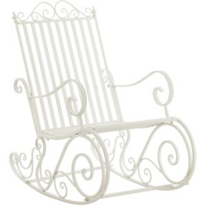 Chaise à bascule de jardin avec accoudoirs en métal Blanc