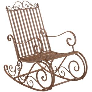 Chaise à bascule de jardin avec accoudoirs en métal Marron