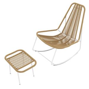 Chaise à bascule jardin ou balcon beige avec repose-pieds