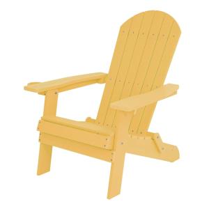 Chaise Adirondack accoudoirs, plastique, jaune, 84,5x77x95,…