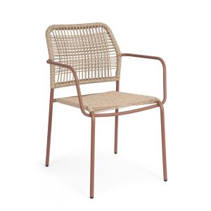 Chaise avec accoudoirs en acier et fibre de corail synthéti…