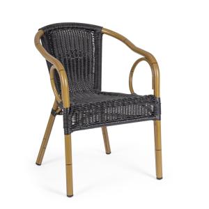 Chaise avec accoudoirs en aluminium et fibre synthétique no…