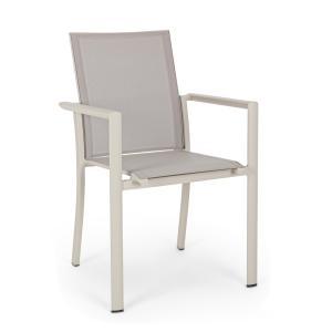 Chaise avec accoudoirs en aluminium et textilène beige