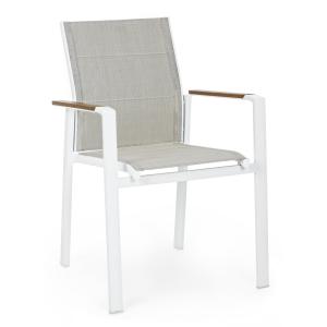 Chaise avec accoudoirs en aluminium et textilène rembourré…