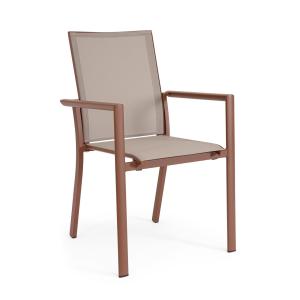 Chaise avec accoudoirs en aluminium et textilène rouge