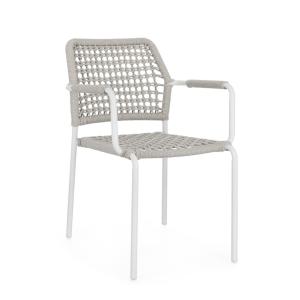 Chaise avec accoudoirs en aluminium et tressage en corde bl…