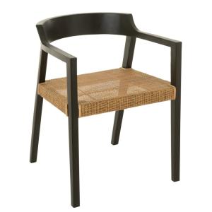 Chaise avec accoudoirs en bois de teck noir 55x55x71 cm