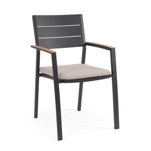 Chaise avec accoudoirs et coussin en aluminium anthracite