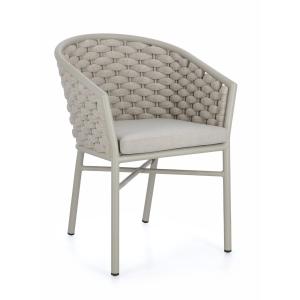 Chaise avec accoudoirs et coussin en aluminium gris tourter…