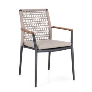 Chaise avec accoudoirs et coussin en aluminium naturel/anth…
